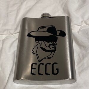 Silver Flask with Cowboy Design
